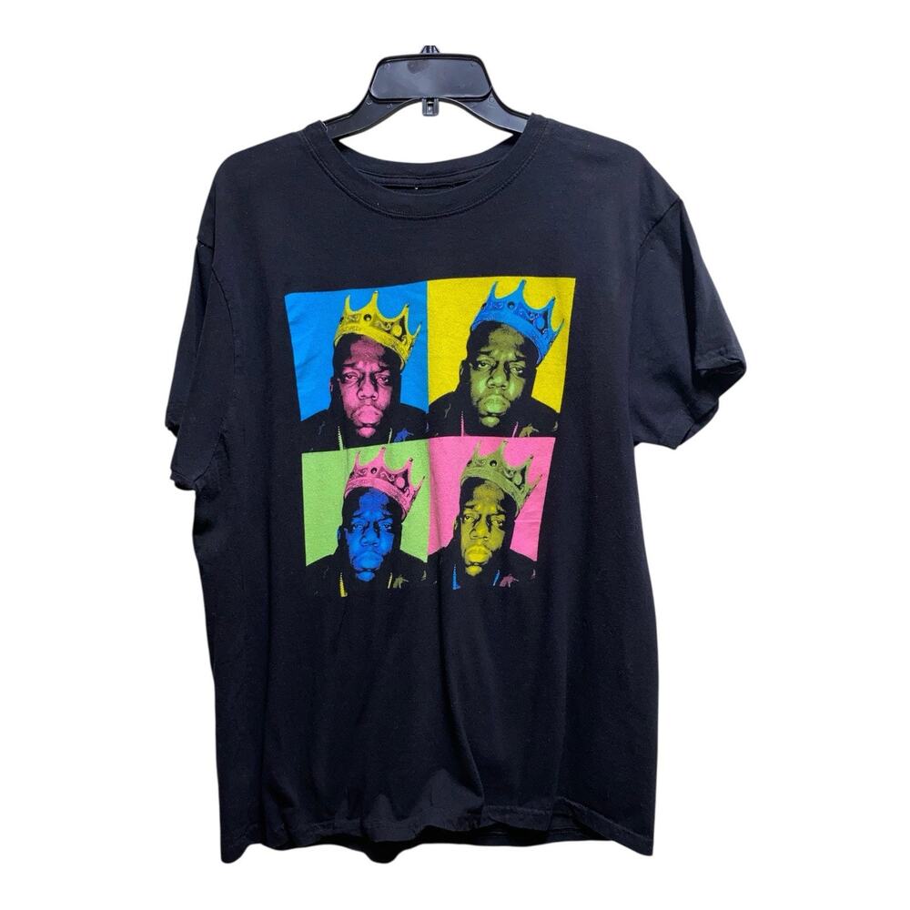 The Notorious B.I.G. Rapper Retro Black T-Shirt Neon Color Block‎ Adult Sz XL